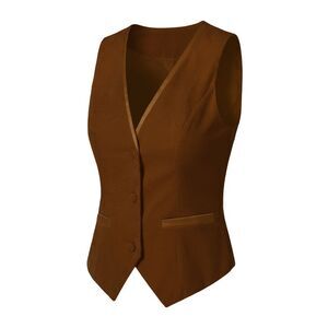 Velvet Suit Waistcoat Retro Sleeveless Steampunk Blazer Dressy Vest Brown